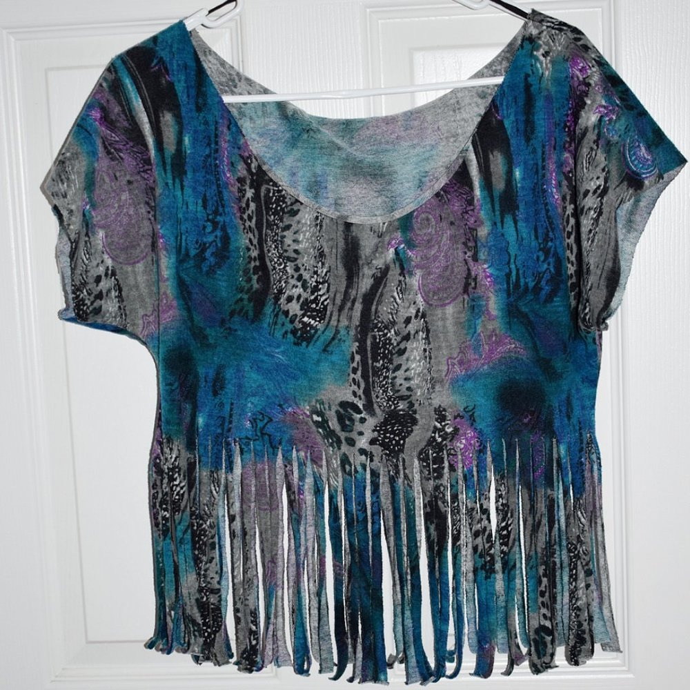 Fringe Croptop with Unique Pattern Size Medium
